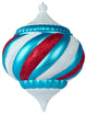 100Mm 4"  White Onion Ornament With Red, White And Aqua Stripes
