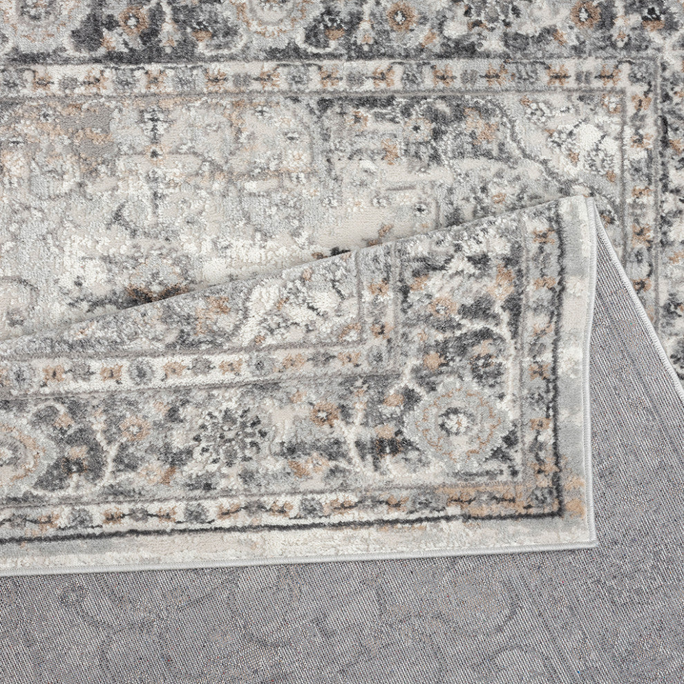 Frances Medallion Woven Area Rug/Runner, Gray, Gray, 5' x 7'