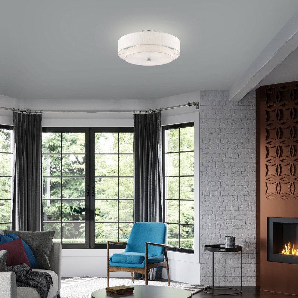 Meridian 5 Light Brushed Nickel Semi-Flush