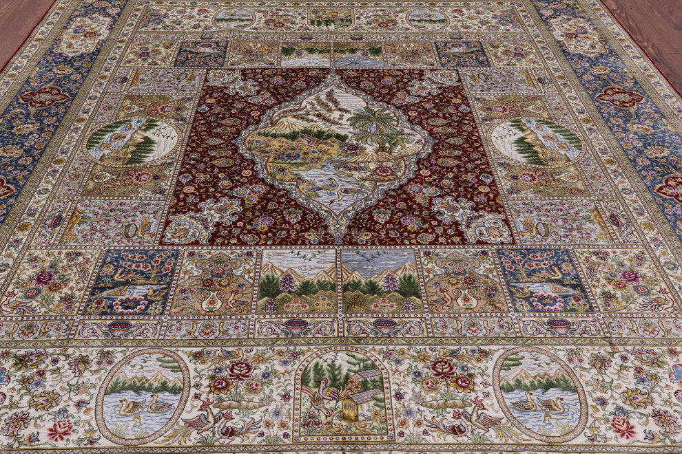 Hand Knotted High End Persian 100% Silk Rug 8' 0" X 10' 0''- Q4778