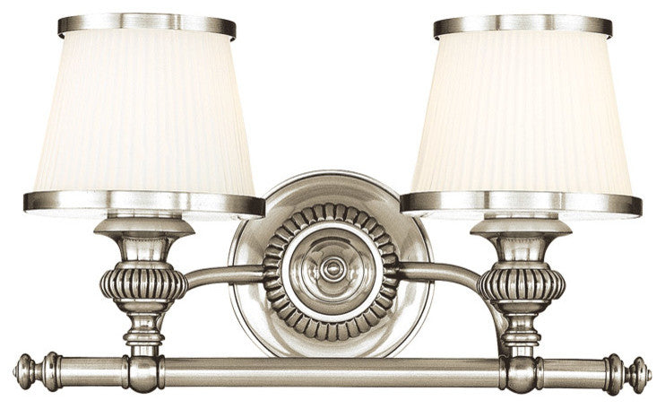 Milton 2-Light Bath and Vanity With Opal Glossy Glass Shade, Polished Nickel