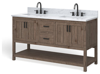 The Betsy Bathroom Vanity, Brown, 60", Double Sink, Freestanding