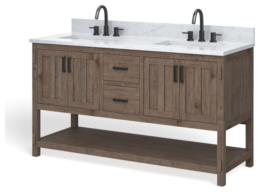 The Betsy Bathroom Vanity, Brown, 60", Double Sink, Freestanding
