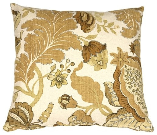 Pillow Decor - Harvest Floral Throw Pillow, Yellow, 20" X 20"