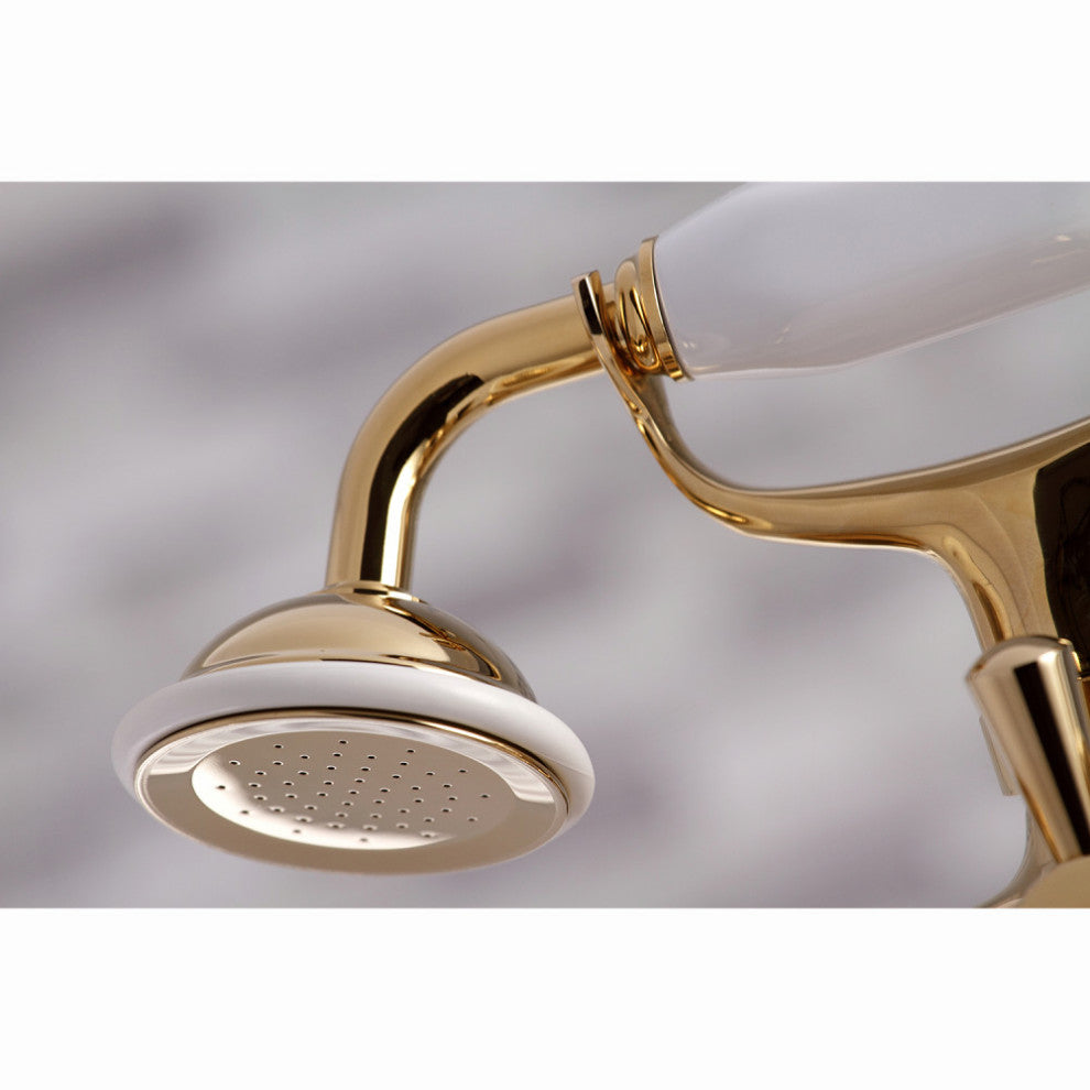 Kingston Brass Clawfoot Tub Faucet With Hand Shower, Polished Brass