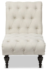 Layla Mid-Century Light Beige Fabric Upholstered Button-Tufted Chaise Lounge