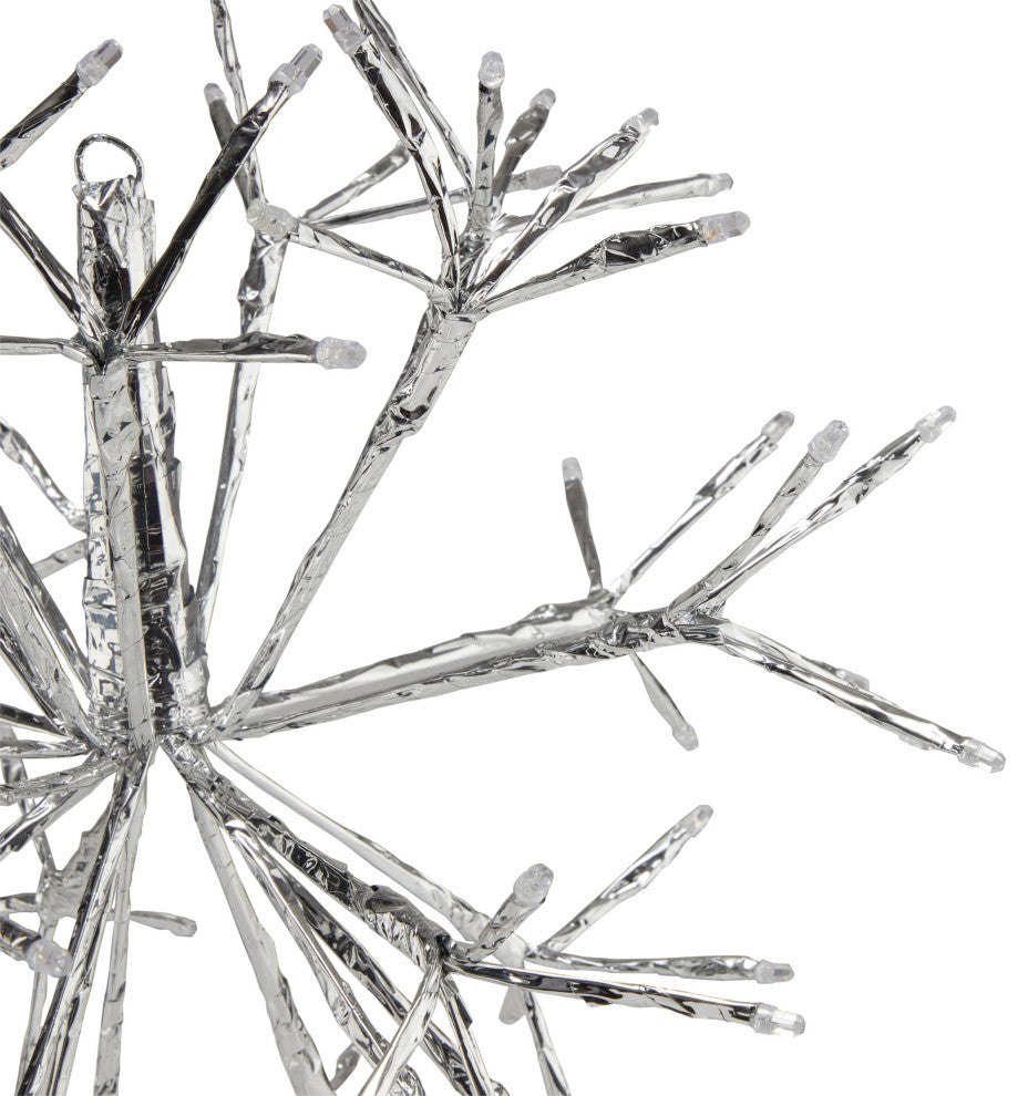 16"H Indoor Holiday 3D Snowflake Hanging Ornament with LED Lights, White