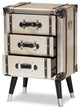 Silven Antique Silver Metal Trunk Inspired 3-Drawer Nightstand