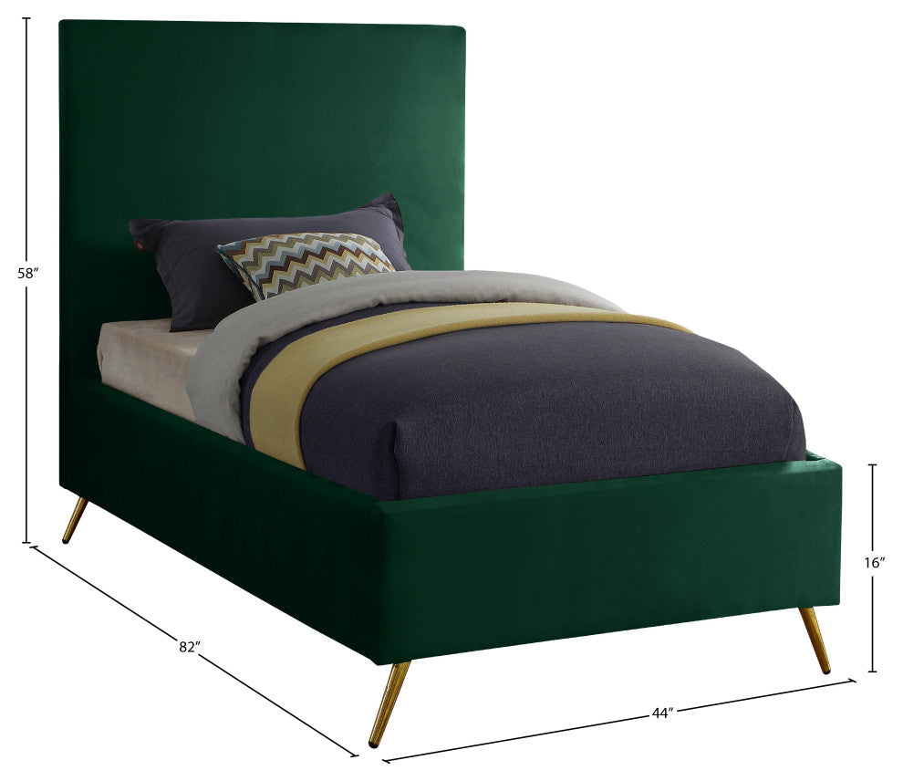 Jasmine Velvet Bed, Green, Twin