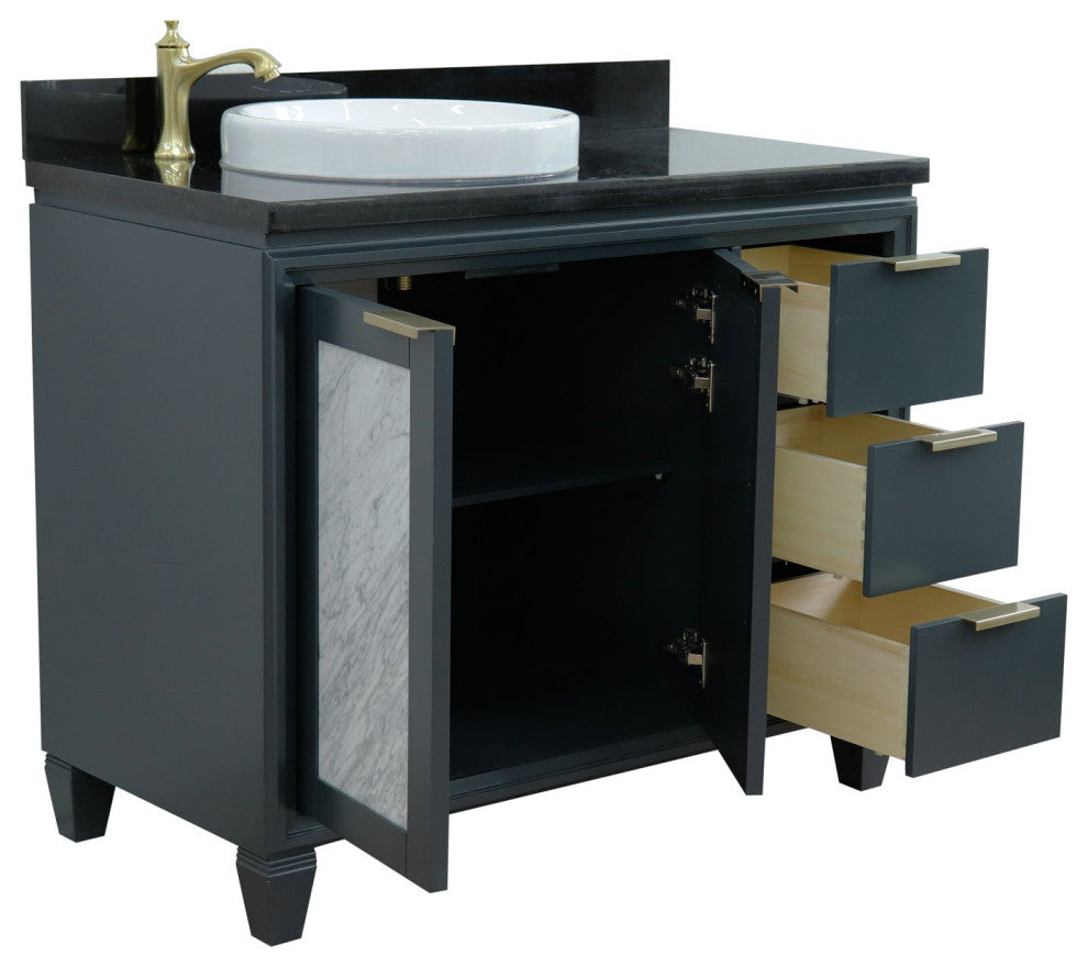 43" Single Vanity, Dark Gray Finish With Black Galaxy