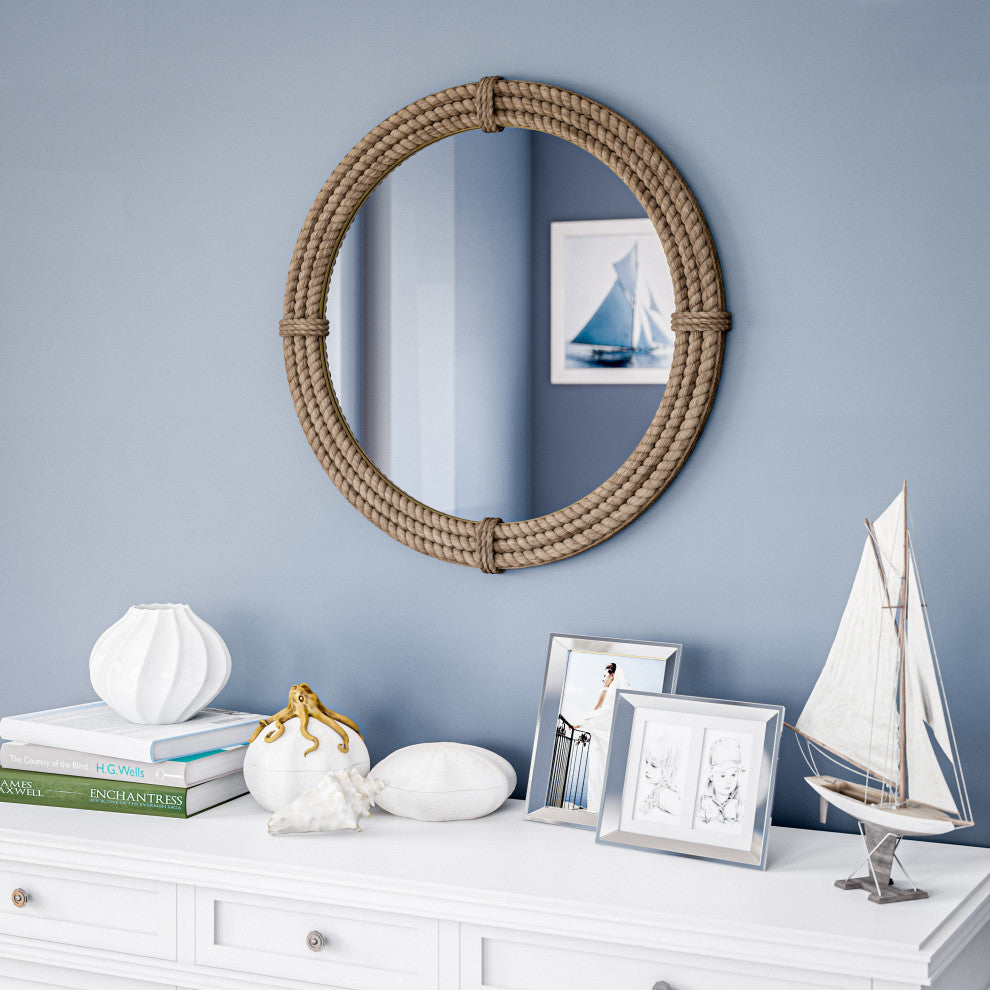 Kenroy 61025RP Wall Mirror, Rudy Collection, Natural Rope Finish