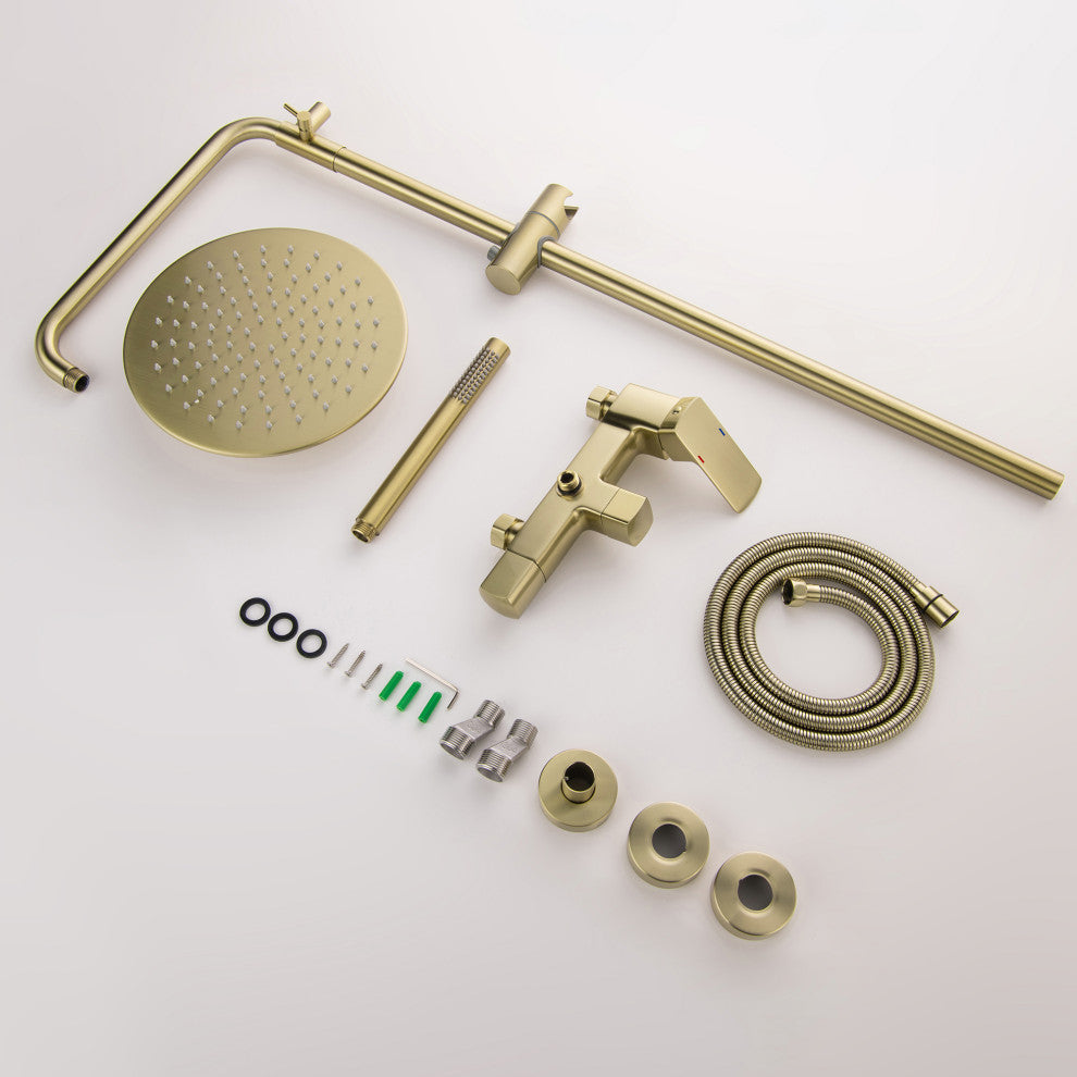 Luxury Complete Shower System With Rough-In Valve, Brushed Gold