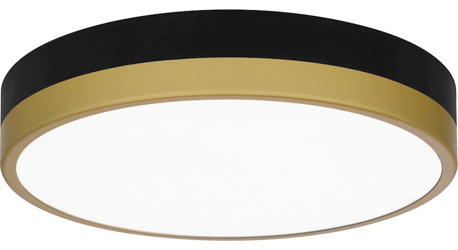 Quoizel Weldin LED 11" Flush Mount, Matte Black Gold/White Acrylic, WLN1611MBKG