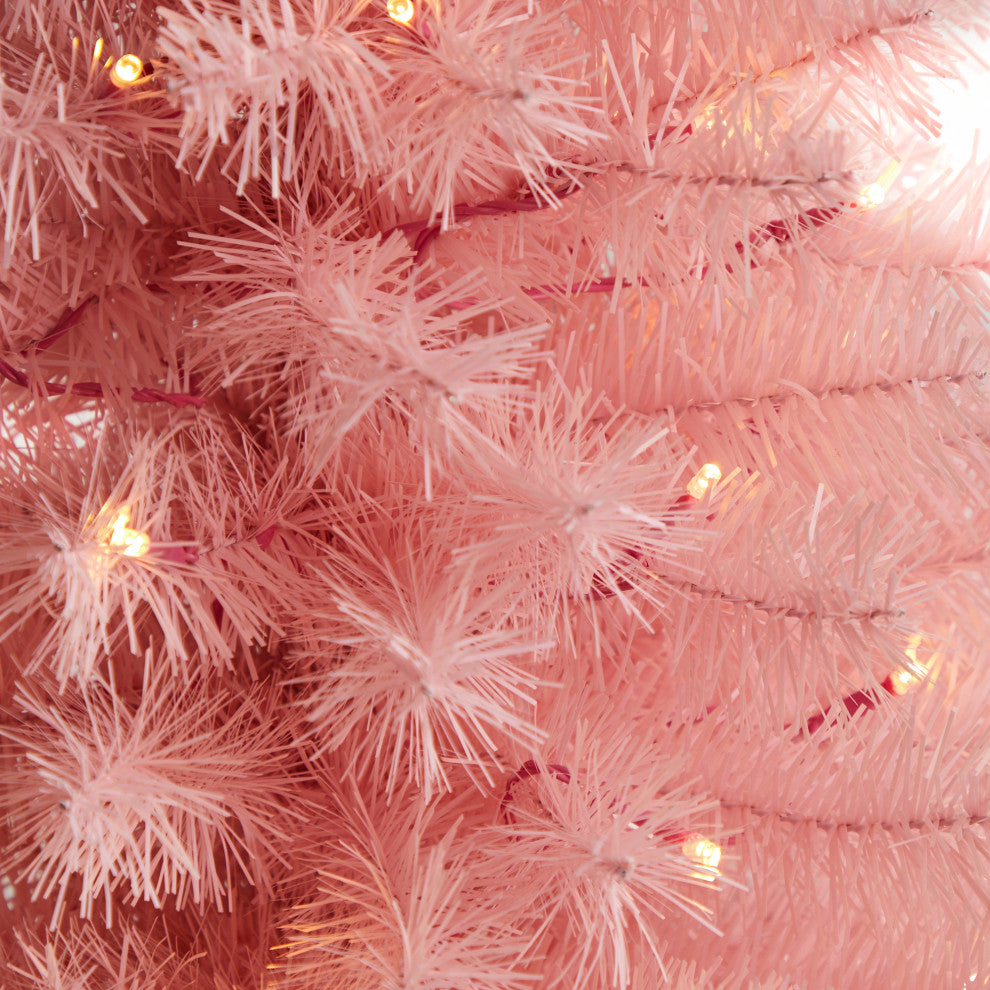 3' Pink Artificial Christmas Tree With 50 LED Lights and 118 Bendable Branches