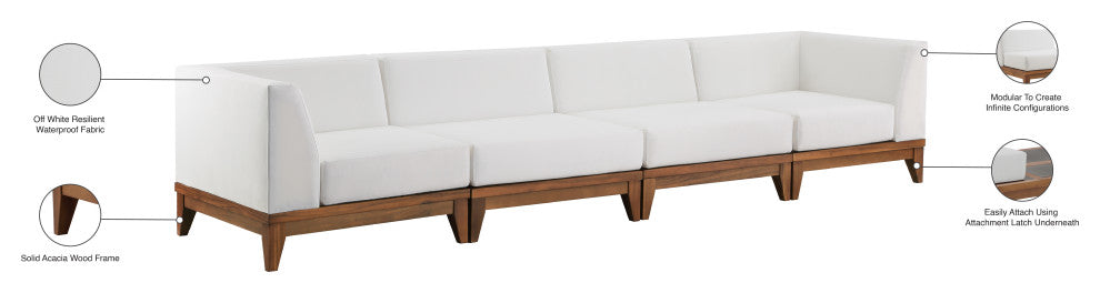 Rio Water Resistant Fabric  Patio 4-Piece Modular Sofa, Off White