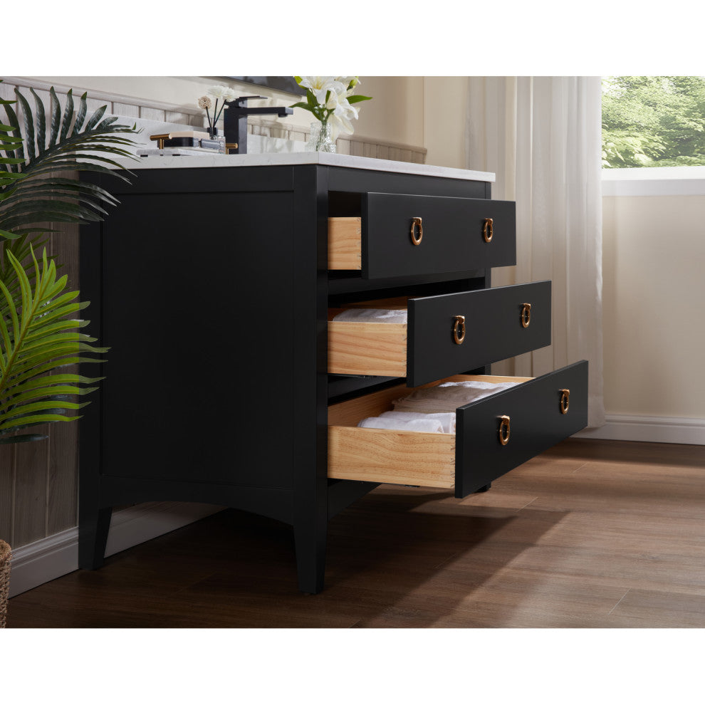 Legion Furniture WS2518 Series Bathroom Sink Vanity, Tricorn Black, 42", Artificial Stone Top, Single Sink
