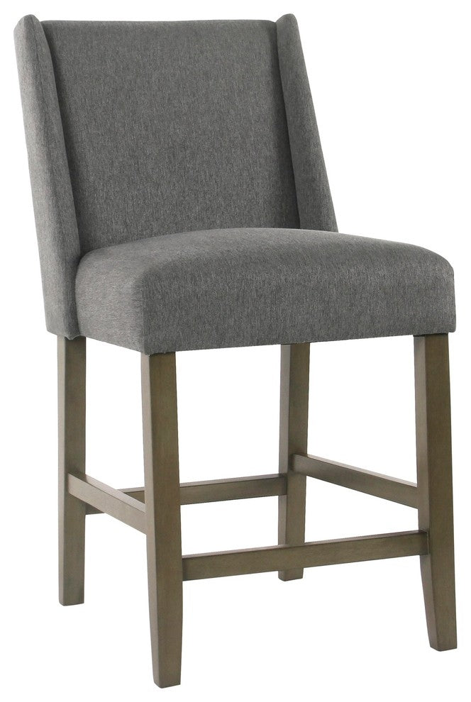 Benzara BM195170 Wooden Counter Stool with Curved Backrest & Cushion Seat
