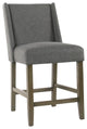 Benzara BM195170 Wooden Counter Stool with Curved Backrest & Cushion Seat