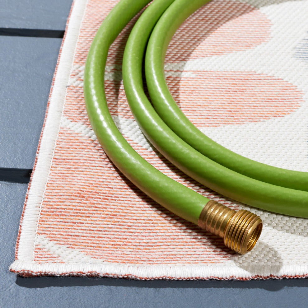 Safavieh Sunrise Collection SUN689 Indoor-Outdoor Rug, Ivory/Rust Gold, 6'7" Square