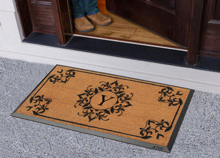 A1HC Hand-Crafted 24"x48" Rubber Coir Double/Single Monogrammed, Y
