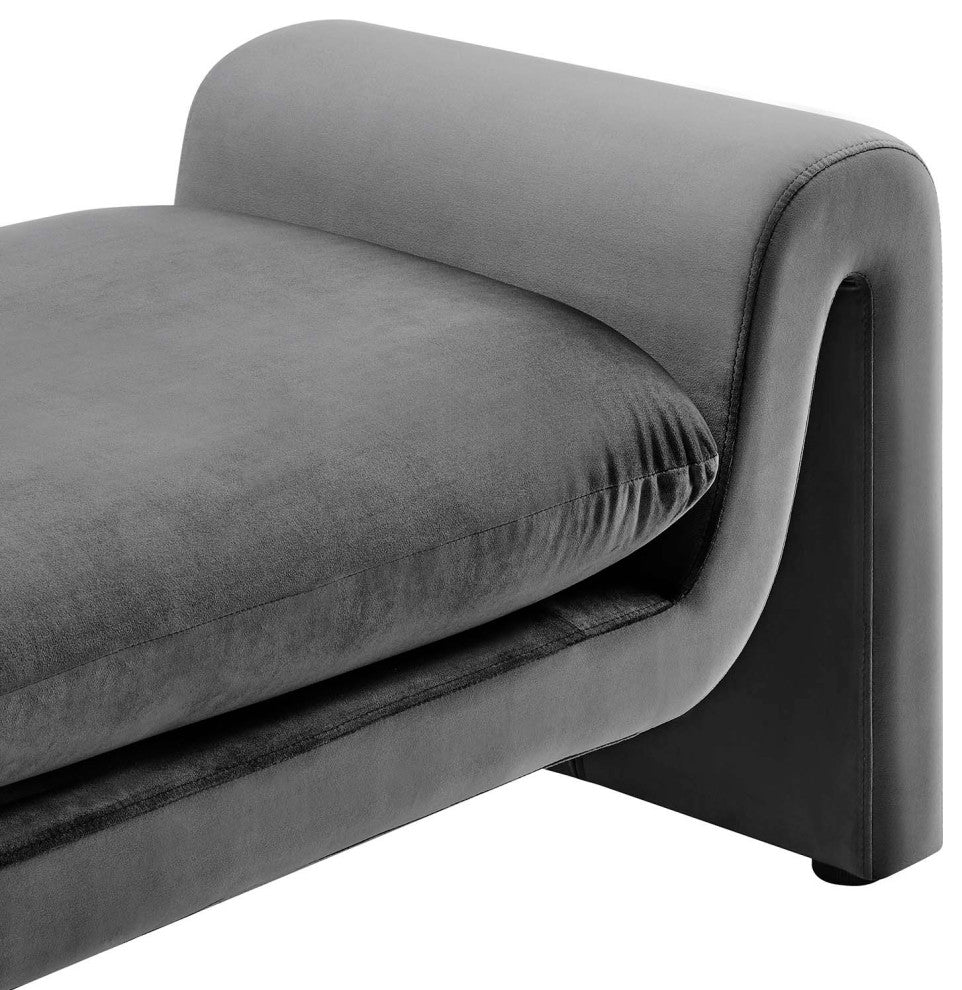 Waverly Performance Velvet Bench - Gray