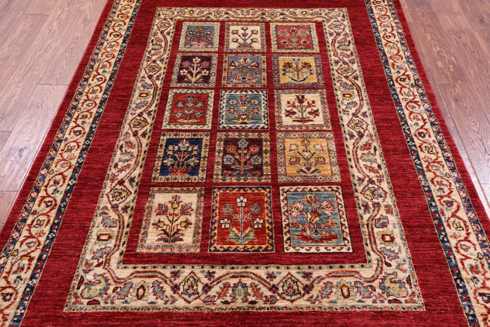 4' 10" X 7' 2" Persian Garden Design Hand-Knotted Wool Rug Q10666
