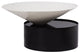 Damon White Metal Top Coffee Table, Matte Black Base