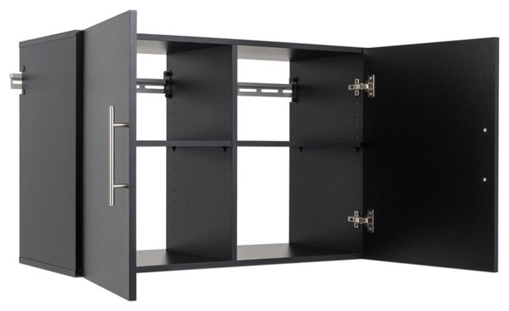 Prepac HangUps 36" Upper Wooden Garage Storage Cabinet in Black