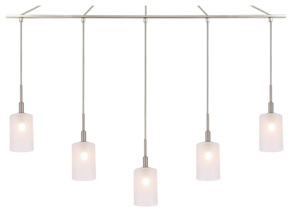 Woodbridge Lighting Elise 5-Light Linear Pendant LED, Opal Cylinder Glass