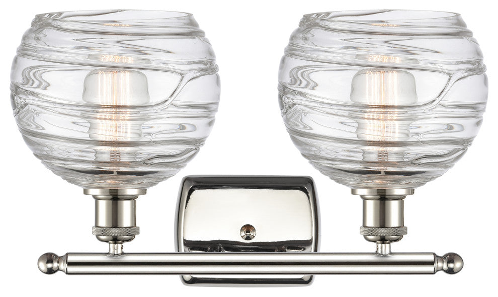 Deco Swirl Bath Vanity Light, Polished Nickel, Clear