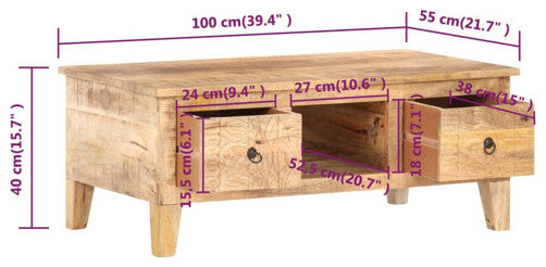 vidaXL Coffee Table End Table Living Room Side Sofa Table Solid Mango Wood