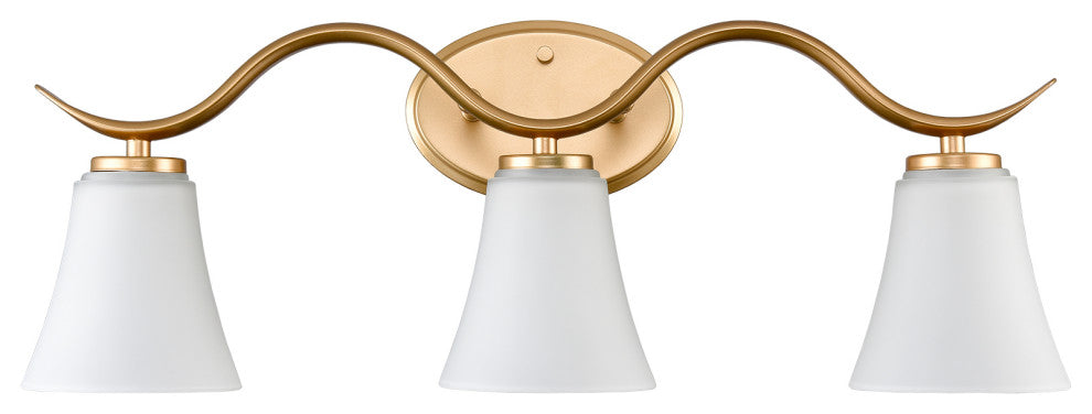 Modern Gold Bathroom Vanity Light 3-Light Milk Glass
