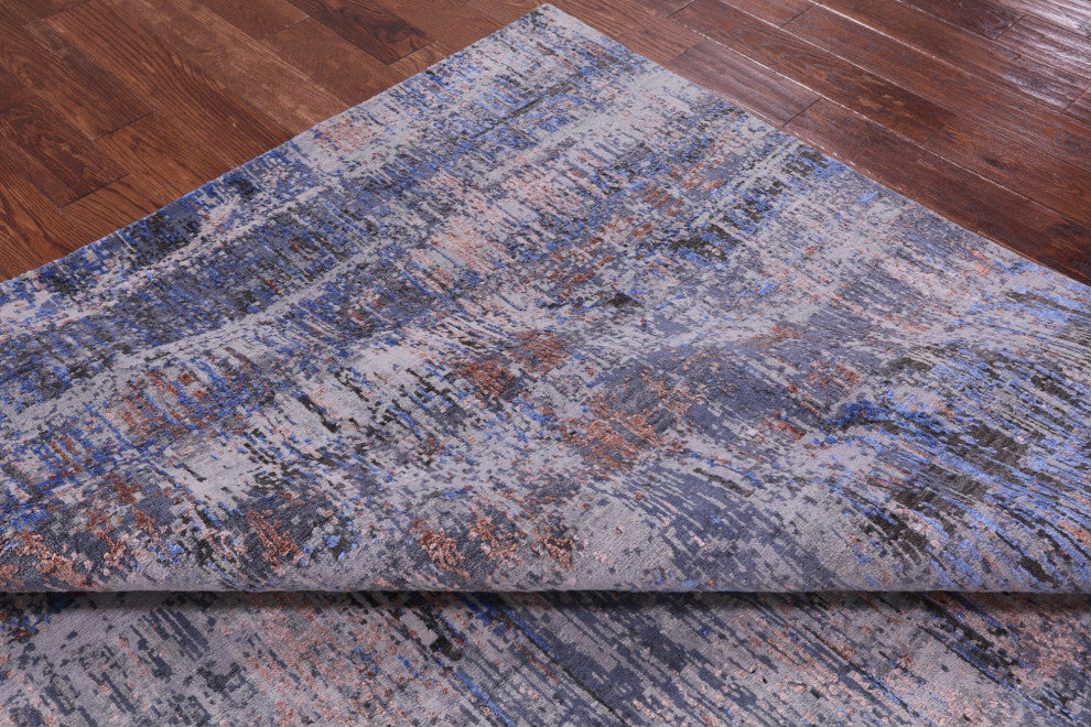 7' 9" X 10' 2" Handmade Wool & Silk Abstract Rug - Q14875