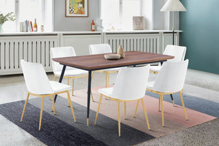 Messina White Velvet 7-Piece Rectangular Dining Set