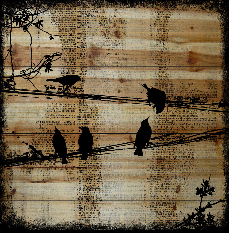 Marmont Hill, "Word Keepers" by Vicki Butler Painting Print, Natural Pine Wood