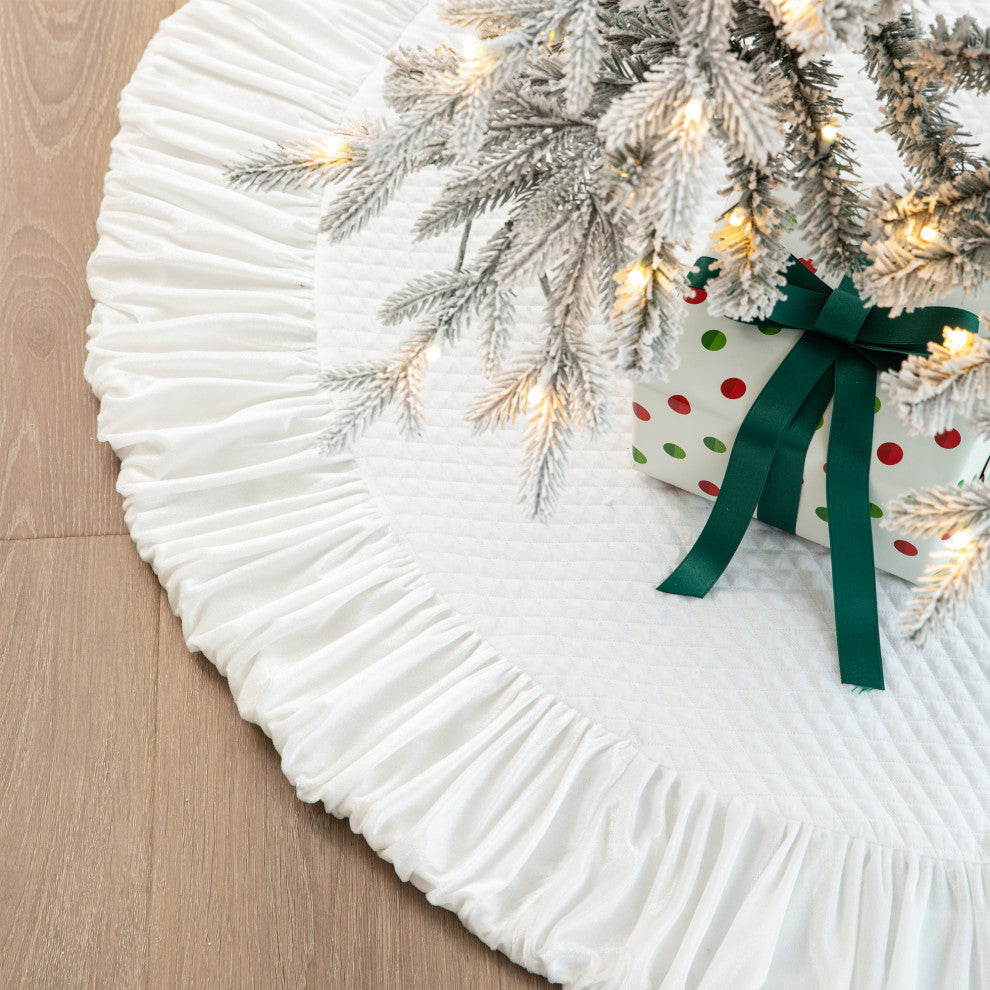 48''D Velvet Ruffled Christmas Tree Skirt