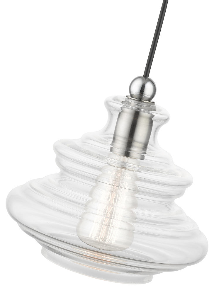 1 Light Brushed Nickel Pendant, Chrome Finish Accents