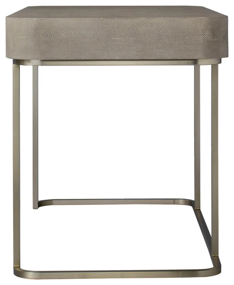 Sonder Living Alice Desk | Emboss Faux Shagreen / Grey & Brushed Pewter