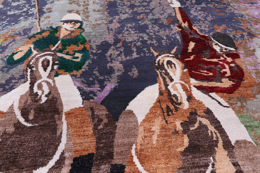 Polo Hand Knotted Wool and Silk Rug 8' 0" X 10' 2" Q9103
