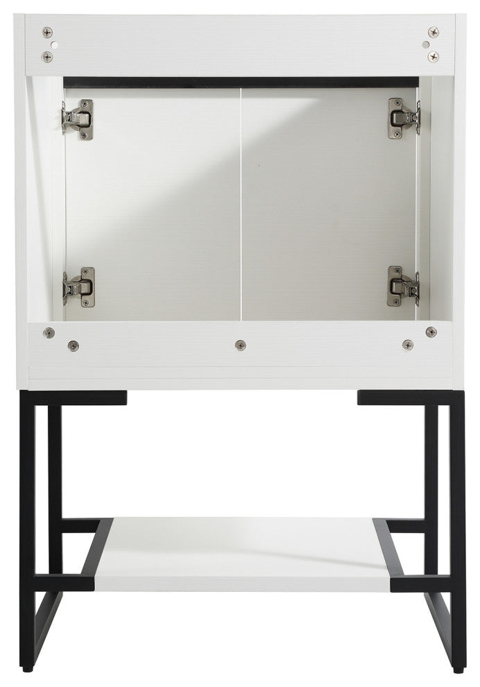 24" Plywood Freestanding Bath Vanity Set, Integrated Resin Basin