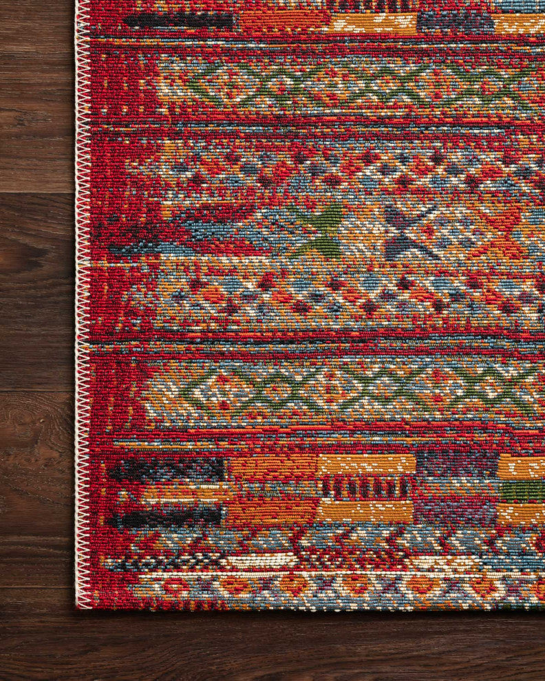 Mika In/out Area Rug by Loloi, Red / Multi, 5'3"x7'8"