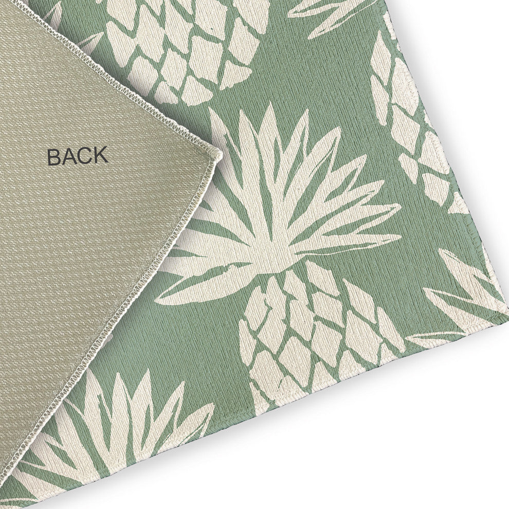5' Round Pineapple Pattern Indoor/Outdoor Rug, Sage