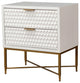 Benzara BM284300 Rexi 26" 2 Drawer Nightstand Honeycomb Wood, White, Gold