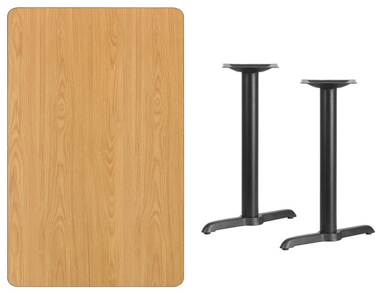 30"x48" Rectangular Natural Laminate Table Top With 5"x22" Table Ht Bases