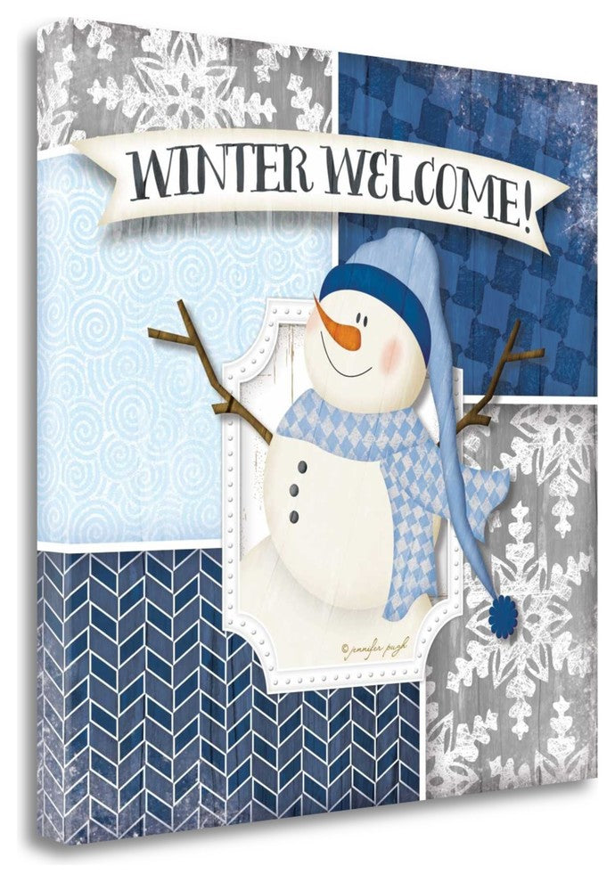 "Winter Welcome Snowman" By Jennifer Pugh, Giclee Print on Gallery Wrap Canvas