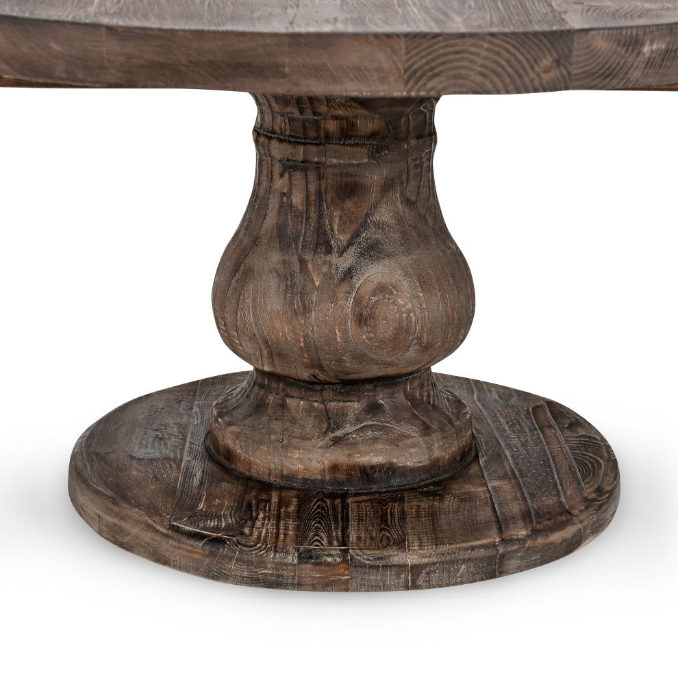 Carolina Reclaimed Pine Round Coffee Table, Rustic Brown