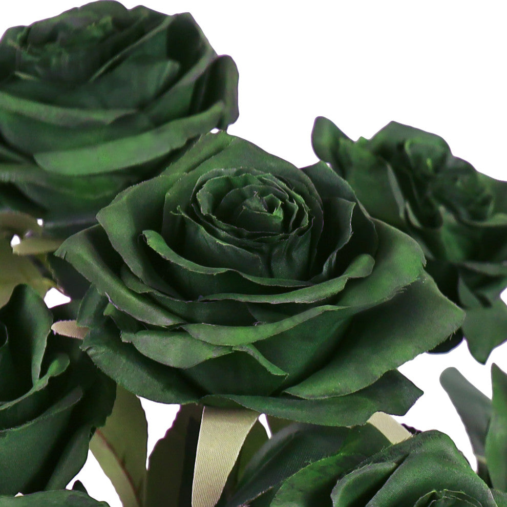 Set of 2 Artificial Queen Rose Flower Stem Bush Bouquet 18"