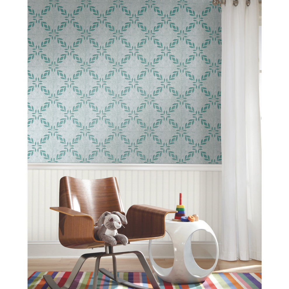 White Botanical Trellis Acoustical Peel & Stick Tiles