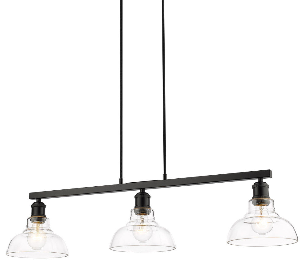 Golden Lighting 0305-3SF CLR Carver 3 Light 36"W Fixed Rail - Matte Black