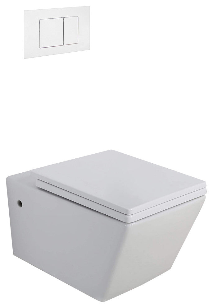 In-Wall Toilet Set, 2"x6" Carrier and Tank, White Square Actuators